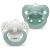 Nuk signature baby pacifier |0 6 months |Calms 95 % of the babies |BPA-free silicone pacifier in heart shape |With etui |Green stars |2 pieces of 0-6m standard green