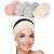 Whaline 4 Pack Spa Facial Headband Super Absorption Makeup Hair Wrap Adjustable Coral Fleece Hair Band Soft Towel Head Band for Face Washing Shower Sports Yoga (Pea Green Pink Beige Light Gray)