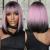 Allbell black pink ombre bob wigs for women short straight wigs with bangs cosplay party natural looking hair replacement ombre black pink