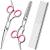 Dog Grooming Scissors Kit with Safety Round Tips Stainless Steel Professional Dog Grooming Shears Set - Thinning, Curved Scissors and Comb for Dog Cat Pet