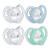 Tommee Tippee Ultra-Light Silicone Pacifier Symmetrical One-Piece Design BPA-Free Silicone Binkies 0-6m 4-Count 0-6m Light Blue  Light Green