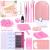 325 PCS Professional Lash Extension Supplies Kit with Lash Clusters,Lash Fan, Extension Glue,Eyelash Remover,Tweezers, Eyelash Extension Kit for Beginners pink