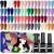 JODSONE 35 PCS Gel Nail Polish Set- Gel Nail Kit with 32 Colors Gel polish Kit Base Coat No Wipe Top Coat Matte Top Coat Nail Polish Set Green Blue Red Pink Collection Gifts for Women Multicolor