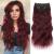 QGZ Clip in Long Wavy Hair Extensions Synthetic 4PCS Thick Hairpieces for Women 20 Inch Long Fiber Hair Extension for Daily Party Use (Burgundy) 20 Inch Burgundy