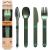 MAGWARE Magnetic Camping Utensils Set - Portable & Reusable Metal Travel Flatware with a Case for Camping, Picnic, Office & Kid's Lunchbox | Camping Cutlery Set | Knife, Fork & Spoon (3 PCS) Green