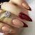 French Tip Press on Nails Medium Almond Fake Nails Full Cover Acrylic Nails Wine Red False Nails with Glitter Design Glossy Glue on Nails Red Artificial Nails Stick on Nails for Women and Girls 24Pcs A5
