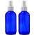 2 Empty Blue Glass Spray Bottles - 4oz Refillable Bottle is Great for Essential Oils, Organic Beauty Solutions, Homemade Cleaning and Aromatherapy - Small Portable Misters with Caps and Labels - 2 Pack
