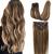 GOO GOO Clip-in Hair Extensions for Women  Soft & Natural  Handmade Real Human Hair Extensions  Chocolate Brown to Caramel Blonde  Long  Straight (4/27)/4  7pcs 120g 16 inches 16 Inch-120g 4/27/4 Balayage Chocolate Bro...