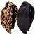 BEGOOD Knotted Headband for Women Leopard Print Womens Knotted Headbands Black Fashion Top Knot Hairband Wide Headbands Designer Headbands Turban Hair Accessories for Girls 2Pcs Leopard Print and Black