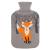 Large 2 Liter Soft Cute Hot Water Bottle Knit Cover - ONLY Cover (2 L, Gray with Fox)