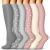 Blongw compression stockings for men 6 pairs of knee socks Support stockings compression socks for sports flight running travel cycling A3-Assorted 01 L-XL