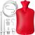 Enema Bag 2L Home Enema Kit with 2 Enema Tips,60 inch Long Silicone Hose, Controlable Water Flow Valve, Hot-Water Bottle for Colon Cleansing Enemas for Women/Men(Red)