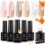 Modelones Builder Nail Gel 6 Colors 8-in-1 Set for Nails Hard Strengthener Extension Color Base Rhinestone False Tips Glue in a Bottle Gifts Women Clear Nude Pink