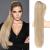 REECHO Ponytail Extension 28" Long Straight Drawstring Pony Hair Extension Synthetic Pony Tail Hairpiece for Women Medium Blonde with Pale Highlights