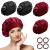 4 pieces satin hair hood night sleeping hood with 4 pieces of hair tie sleeping hat hair protecting elastic reusable bonnet sleep cap satin bonnet sleeping cap for women and girls 32 black red