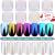 PrettyDiva Chrome Nail Powder - 7 Colors Pearl Chrome Nails Powder Aurora Mica Powder Pigment Set, Metallic Nail Powder Mirror Effect White Chrome Powder Iridescent Nails Powder Manicure Pigment pearls chrome