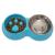 Fur & Bone Double Slow Feeder Dog Bowl | Raised Dog Bowl with Non-Slip Bottom | Cat Food Bowl Dog Bowls | Dog Water Bowl Cat Bowls Stainless Steel Bowl | Detachable Raised Cat Bowl (Blue)