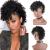 Aisaide High Puff Afro Ponytail with Bangs Drawstring Short Kinky Curly Drawstring Ponytail Extension Synthetic Clip in Mohawk Ponytail Bun with Bangs Wrap Updo Clip in Hair Extensions with Six Clips 1B