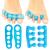 ViveSole Toe Stretchers Separators (4 Pieces) - Gel Therapeutic Spa Spacer Spreaders for Bunions Overlapping Hammer Toe Yoga Plantar Fasciitis Nail Polish Correct Metatarsal Pain Cushion Blue Medium