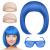 AOMIG Short Bob Wig for Women 4 Pack Short Blue Bob Wigs Set with Sunglass and Wig Cap Neon Fancy Dress Accessory Cosplay Wig with Bangs Synthetic Straight Wig for Daily Halloween Party Cosplay