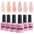 AIMEILI Hema Free Rubber Base Gel For Nails  Soak Off U V LED Clear Sheer Gel Nail Polish  4 in 1 Nail Strengthen/Enhance/Base Coat/Color Gel Polish Set Of 6pcs X 10ml - Kit 47 KIT4