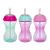 Nuby 3 Piece No-Spill Easy Grip Cup with Flex Straw  Clik It Lock Feature  Girl  10 Ounce