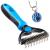 Pat Your Pet Deshedding Brush - Double-Sided Undercoat Rake for Dogs & Cats - Shedding Comb and Dematting Tool for Grooming Blue