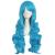 MapofBeauty 28 inch/70cm Side Parting Bangs Charming Women Long Curly Full Hair Wavy Wig (Cyan Blue)