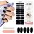 Kalolary 20PCS Nail Adhesive Wrap Nail Gel Polish Strips Full Wraps Nail Polish Stickers Cured Gel Nail Strips Self-Adhesive Gel Nail Wrap Stickers Decals(UV/LED Lamp Required) (Black)