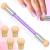 Greoer Nail Art Sponge Brush Applicator with 4 Pieces Replacement Head Double Head Acrylic Nails Ombre Sponge Nail Design Accessories for UV Gel and False Nail Art Rendering Tools (Purple)