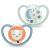 Nuk Space Schnuller with a lighting effect |Pacifier with extra ventilation |BPA-free silicone |0-6 months |Lion & moon |2 pieces of 0-6m light effect blue