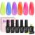 Beetles 6 Colors Jelly Gel Nail Polish Kit Jelly Tint Neon Translucent Sheer Red Hot Pink Purple Bright Blue Yellow Gel Polish Soak Off Uv Led Gel Nail Manicure Gel Polish for Women Neon Jelly Gel