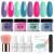 AZUREBEAUTY 12 Pcs Dip Powder Nail Kit Starter, Spring Summer Bright Pastel Green Hot Pink Purple 4 Colors Dipping Powder Liquid Set with Base/Top Coat Activator for French Nail Art Manicure DIY Gift A2-Summer Pool Party