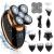 5 in 1 Men's Floating Razor Electric Shaver Rechargeable Portable Shavers for Men Waterproof with LED Display for Beard Trimmer Haircutter Black