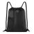Drawstring Backpack Sports Gym Bag for Women Men Children Large Size with Zipper and Water Bottle Mesh Pockets Black