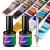 BURANO Nail Art Foil Glue Gel, 15ML 2 Bottles with 60PCS Foils Sticker, Nails Designer Adhesive Transfer Art UV LED Lamp Required Fall Winter