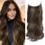 Invisible Hair Extensions 20 inch Wavy Hair Extension Synthetic Hair Pieces for Women Transparent Invisible Secret Wire Hair Extensions (Dark Brown with Auburn Brown Highlights) 20 inch Dark Brown with Auburn Brown Highlights