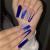 YOSOMK Ballerina Extra Long Press on Nails with Designs Blue False Fake Nails Acrylic Nails Press On Coffin Artificial Nails for Women Stick on Nails With Glue on Static nails A5-1