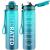 Qlur drinking bottle 1l BPA-free Tritan water bottle with straw drinking bottle sports with a time marking and brush sports bottle for fitness school yoga outdoor (1 bottle) 32oz/1000ml dark blue