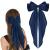 Wllhyf hair clips with a big bow long cock French band hairpins soft silky satin-hair spange metal-arch-node clips accessories of the 90s for women girls (navy blue)