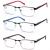 MODFANS 3 Pack Reading Glasses Men Women Blue Light Filter Metal Frame Rectangle Style Stainless Steel Material Red Blue Brown +3.50 Color123