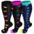 3 Pairs Plus Size Compression Socks (20-30 mmHg) for Women & Men Wide Calf Extra Large Knee High Stockings for Nurses Seniors 2XL Mixed-A