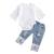 Baby Girl Clothes Outfits White Lace Ruffle Romper Top +Jeans Shorts Clothing Set 3-24 Months 12-18 Months White2
