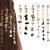 FRDTLUTHW Hair Jewelry Dreadlock Accessories Natura Stone Hair Charms for Braids Hair Ring Crystal Hair Accessories for Women Girls(Black pack of 6)