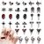 Halloween Nail Charms 32 Pcs 3D Star Moon Heart Cross Skull Spider Nail Rhinestones Gems Vintage Punk Metal Nail Art Decorations Black Nail Jewelry for DIY Nail Accessories