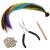 50 Pieces Colored Hair Extensions Kits Synthetic Hair Extension for Women Synthetic Hair Feather False Hair Extension Fashion Hairpieces with 100 Beads Pliers Hook Cosplay Party Hair Accessories