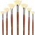 DUGATO Artist Fan Paint Brush Set of 7  White Hog Bristle Natural Hair Anti-Shedding Brush Tips  Long Wooden Handle for Comfortable Holding  Great for Acrylic Watercolor Oil Painting