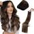 Laavoo 60cm Extensions real hair brown balayage hair jaws real hair for sewing extensions dark brown ombre light brown SEW in Weft Extensions Ecthhaar Tressen Lang 120g #2/8/2 60cm 1.14 #2/8/2
