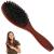 Wild boar brass brush Aisely hairbrush wild boar bristles hair crest Sleek Bun brush made of wooden leather professionally antistatic reduced hair break and frizzy