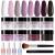 Aokitec 14Pcs Dip Powder Nail Kit 8Colors Black Clear Pastel Glitter Acrylic Dipping Powder Liquid Set with Base Top Coat Activator Brush Saver for French Nails Art Manicure DIY Salon 8 Colors kit Princess Butterfly